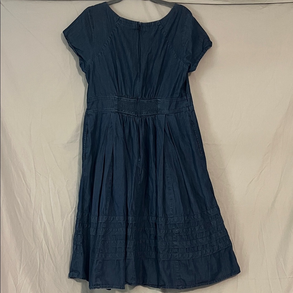 Eshakti Custom Cotton Denim Blue Women's Dress - Picture 3 of 13